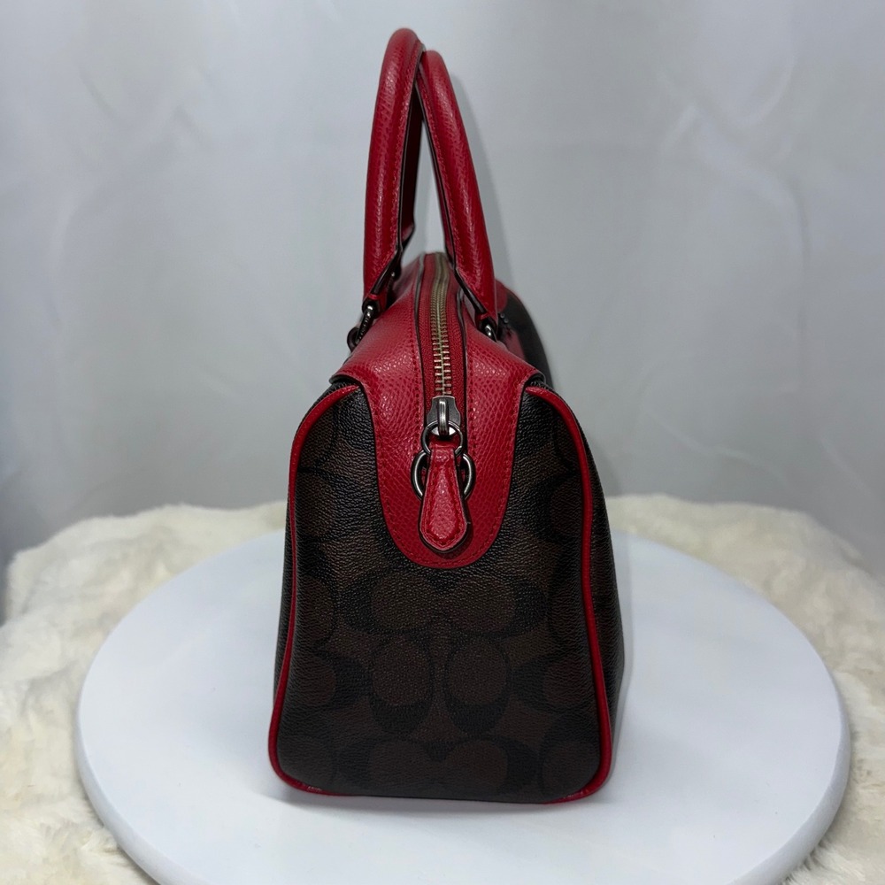 Coach Brown and Red Cherry Signature Satchel - Picture 3 of 13